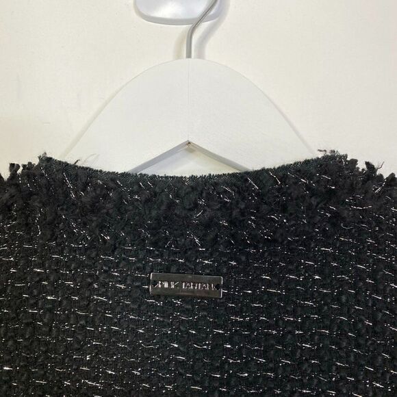 Pink Tartan Black Metallic Tweed Blazer with Chain Details - Picture 6 of 8